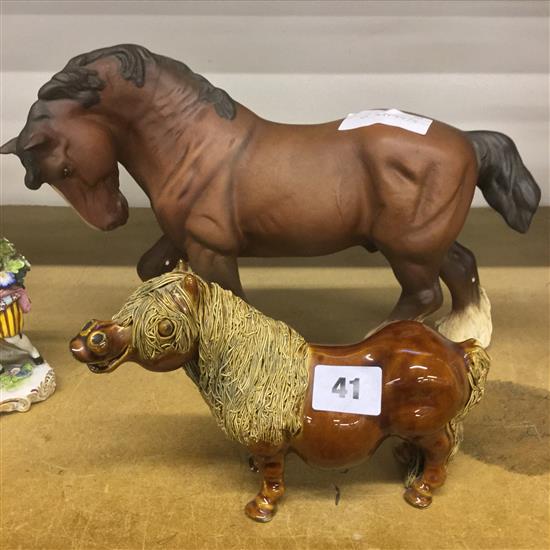 Beswick cart horse & another